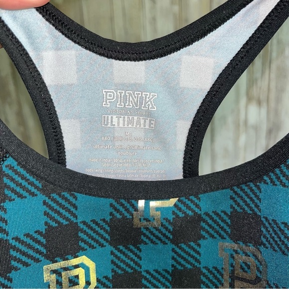 PINK Venetian Teal Plaid With Foil Print Bra - Picture 6 of 6